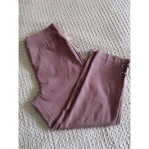 Fit Sight Pink White Micro Check Capri Pants Womens Medium NWT Lace Up Hem